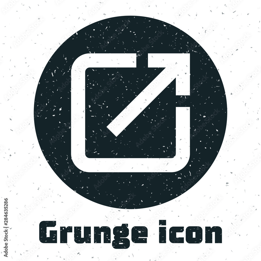 Poster grunge open in new window icon isolated on white background. open another tab button sign. browser f