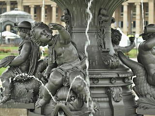 Sculptures at the fountain at the new castle of Stuttgart