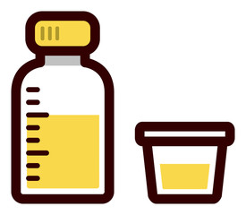 子供用のシロップ薬とカップ　イラスト素材
