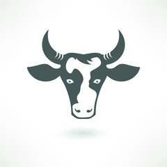 Cow head silhouette emblem logo label. Vector illustration.