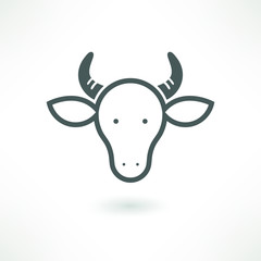 Cow head silhouette emblem logo label. Vector illustration.