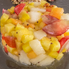 Tartare of fruits on a plate