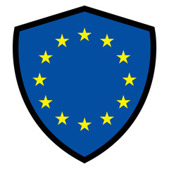 European official union flag , EU flag , with blue shield color isolated on background