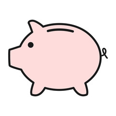 Piggy bank flat icon vector with no symbol. Money income