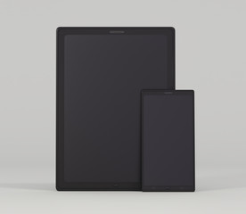 Tablet and phone on a light background - 3D illustration