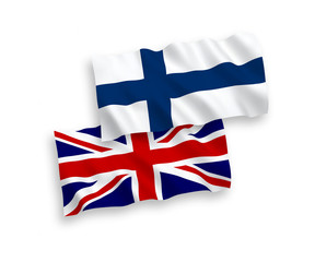 Flags of Great Britain and Finland on a white background