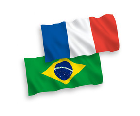 Flags of France and Brazil on a white background