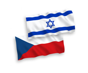 Flags of Czech Republic and Israel on a white background