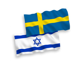 Flags of Sweden and Israel on a white background