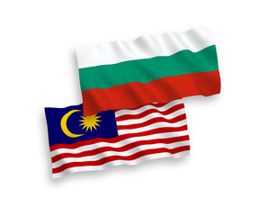 Flags of Malaysia and Bulgaria on a white background