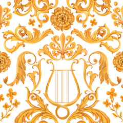 Golden baroque rich luxury vector pattern