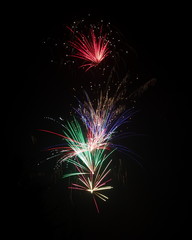 Fireworks against a dark black background, new years eve, fourth of July