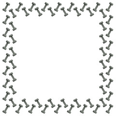 A square frame made up of dumbbells. White background, vector.