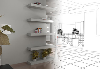 interior, exhibition hall, 3D illustration