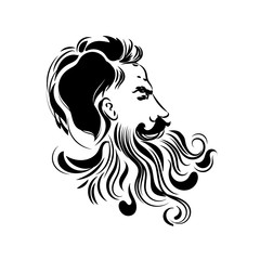 Vector hipster man bearded face in sunglasses