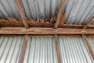 traditional bamboo roof structure. Roof made with leaves. Background and texture of dry leaf. Dry leaf for roof. structure of roof.