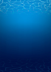 Underwater background with copy space and water reflects.
