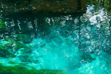 Turquoise clear water, nature background, summer time