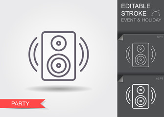 Music speaker . Line icon with editable stroke with shadow