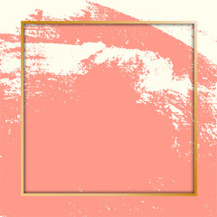 Golden square frame on Ink brush stroke, Vector