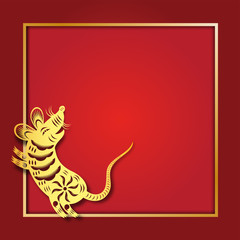 Gold paper cut rat zodiac, Chinese new year 2020 year of the rat, Vector Illustration