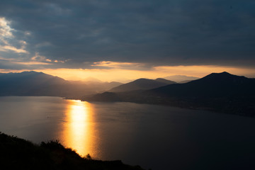 Fototapeta na wymiar View of Luino Lake Maggiore