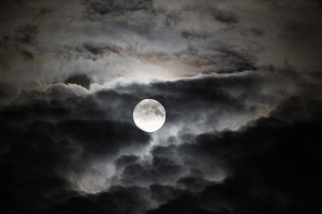 full moon and clouds
