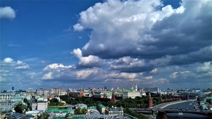 beautiful sky, clouds over the city