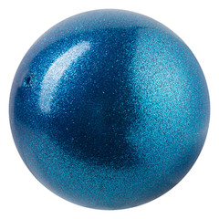 beautiful blue gymnastic ball with glitter, on a white background