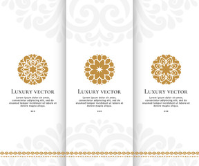 Vector set of luxury emblem in a circle shape with elegant, classic elements. Can be used for logo and monogram. Great for invitation, flyer, menu, brochure, background or any desired idea.