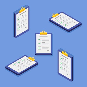 Check List, Clipboard, Document, Finance, Business, Isometric, Isolated, Illustration, Vector, Flat Icon