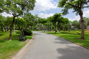 View of a walkway in the garden that walks or runs