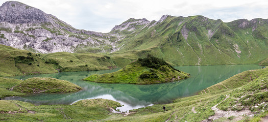 hiking in the bavarian alps at the schrecksee