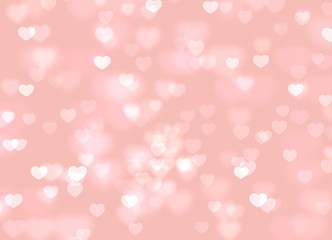 bokeh hearts  on pink background - illustration