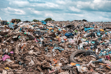 huge heap of plastic garbage