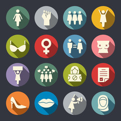 Feminism flat vector icon set