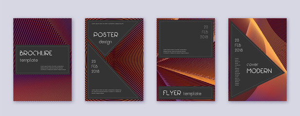 Black brochure design template set. Orange abstrac