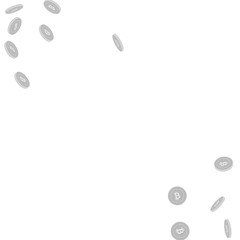 Bitcoin, internet currency coins falling. Scattere