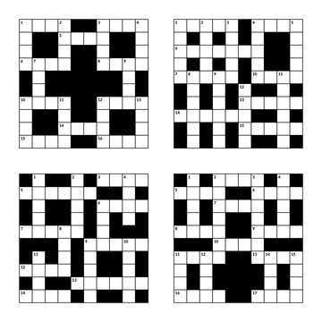 10x10 Crossword Puzzle Vector Illustration Set, Empty Squares