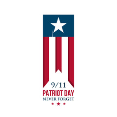 USA Patriot Day ribbon. American national flag symbol. Never forget. Vector illustration.