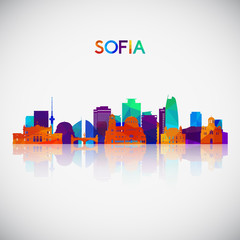 Obraz premium Sofia skyline silhouette in colorful geometric style. Symbol for your design. Vector illustration.