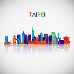 Taipei skyline silhouette in colorful geometric style. Symbol for your design. Vector illustration.