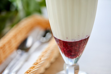 milk cocktal with fresh berries