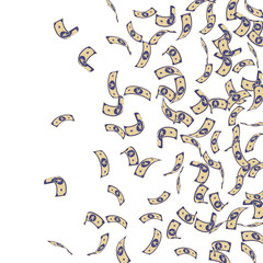 Chinese yuan notes falling. Sparse CNY bills on wh