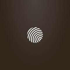 white sign on a black background. simple vector minimalistic round sign of divergent circles similar to a fingerprint