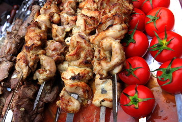 grilled meat and vegetables