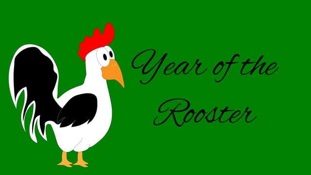 Chinese Horoscope  rooster animated on green screen with New Year greeting.