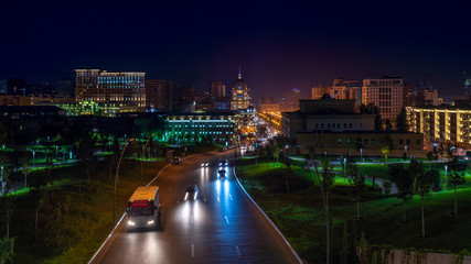 Fototapeta na wymiar Baku city streets at night