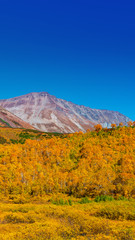 Vachkazhets volcano crater on Kamchatka in autumn.