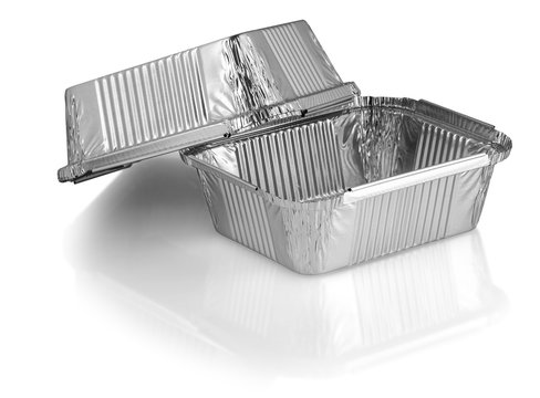 The Square Aluminium Foil Baking Cups On White Background